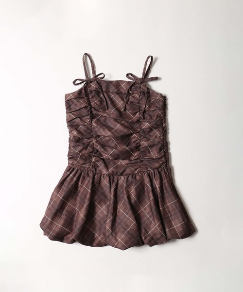 PHILLY(フィリー)の「チェックギャザーバルーンワンピース(ワンピース・レディース・ブラウン/ネイビー・FREE)」の10枚目の写真