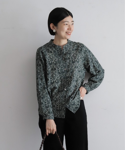 NOMBRE IMPAIR（ノンブルアンペール）の「フェザードアラベスクPT　スキッパーブラウス（シャツ/ブラウス・レディース・グリーン/パープル・FREE）」の4枚目の写真