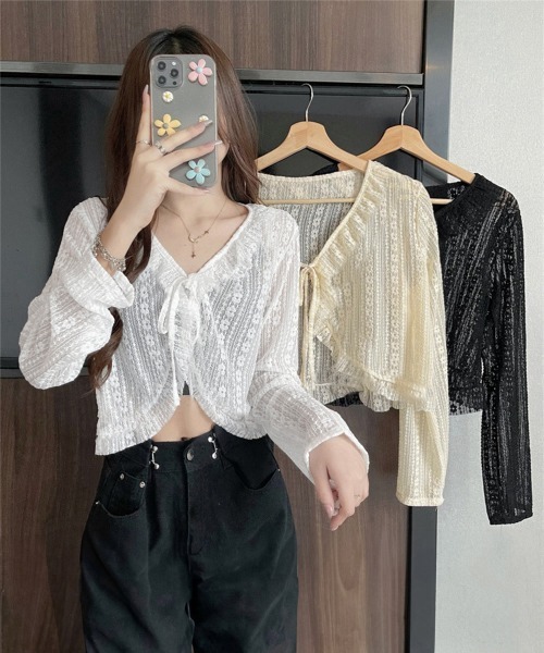 Miniministore(ミニミニストア)の「レースボレロカーディガン シアートップス(カーディガン/ボレロ・レディース・ベージュ/ブラック/ホワイト・M/S)」の18枚目の写真