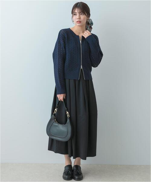 F by ROSSO（エフバイロッソ）の「F by ROSSO　柄編みZIPカーディガン（カーディガン/ボレロ・レディース・レッド/ネイビー/ホワイト系その他・FREE）」の7枚目の写真