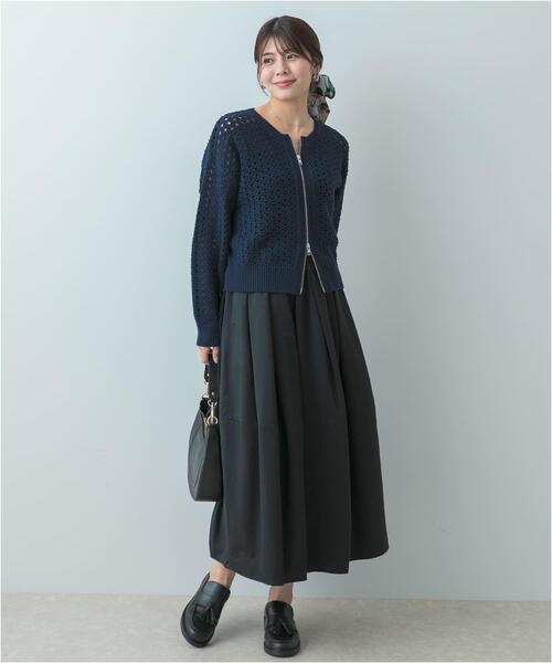 F by ROSSO（エフバイロッソ）の「F by ROSSO　柄編みZIPカーディガン（カーディガン/ボレロ・レディース・レッド/ネイビー/ホワイト系その他・FREE）」の8枚目の写真