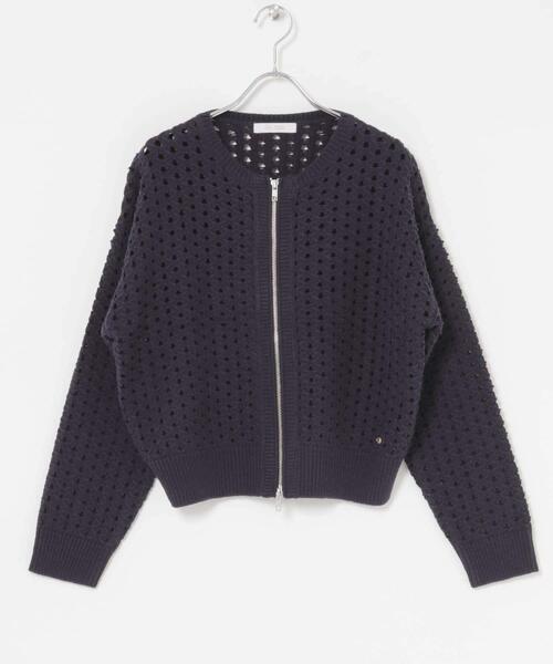 F by ROSSO（エフバイロッソ）の「F by ROSSO　柄編みZIPカーディガン（カーディガン/ボレロ・レディース・レッド/ネイビー/ホワイト系その他・FREE）」の9枚目の写真