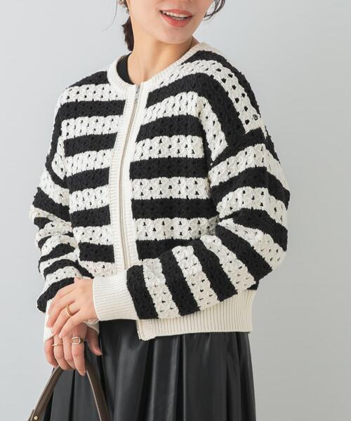 F by ROSSO（エフバイロッソ）の「F by ROSSO　柄編みZIPカーディガン（カーディガン/ボレロ・レディース・レッド/ネイビー/ホワイト系その他・FREE）」の15枚目の写真