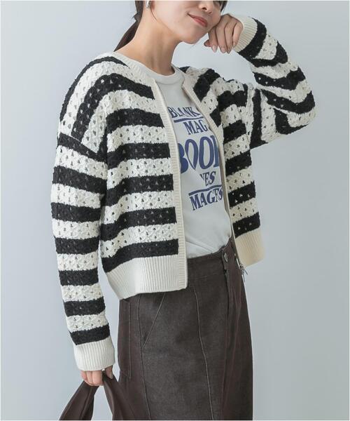 F by ROSSO（エフバイロッソ）の「F by ROSSO　柄編みZIPカーディガン（カーディガン/ボレロ・レディース・レッド/ネイビー/ホワイト系その他・FREE）」の19枚目の写真