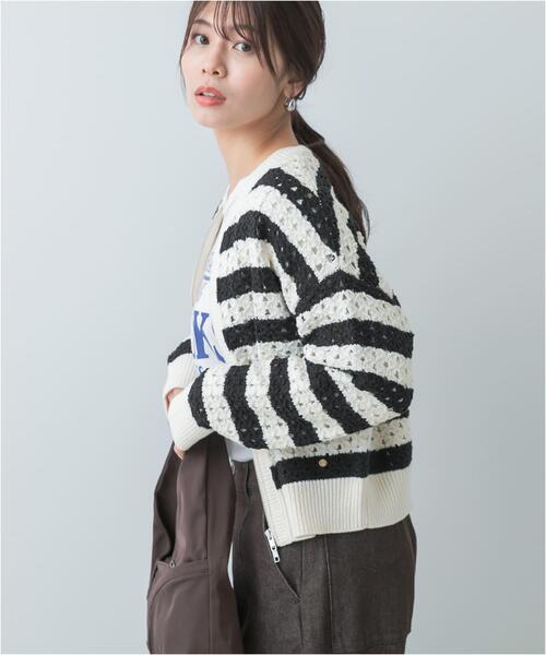 F by ROSSO（エフバイロッソ）の「F by ROSSO　柄編みZIPカーディガン（カーディガン/ボレロ・レディース・レッド/ネイビー/ホワイト系その他・FREE）」の20枚目の写真