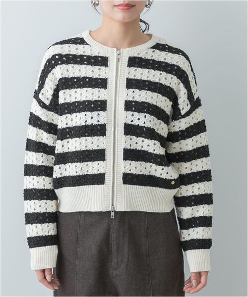 F by ROSSO（エフバイロッソ）の「F by ROSSO　柄編みZIPカーディガン（カーディガン/ボレロ・レディース・レッド/ネイビー/ホワイト系その他・FREE）」の22枚目の写真