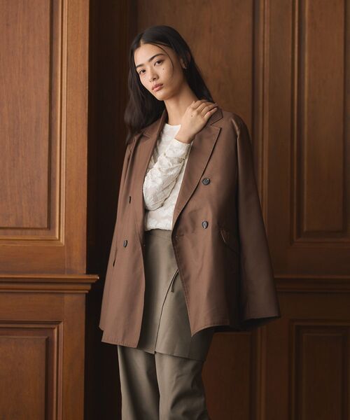 CRAFT STANDARD BOUTIQUE（クラフトスタンダードブティック）の「ダブルオーバーサイズジャケット（テーラードジャケット・レディース・ブラウン/チャコールグレー・FREE）」の4枚目の写真
