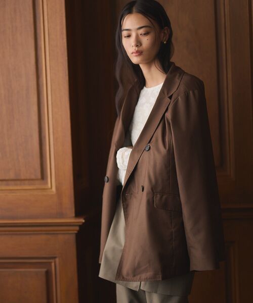 CRAFT STANDARD BOUTIQUE（クラフトスタンダードブティック）の「ダブルオーバーサイズジャケット（テーラードジャケット・レディース・ブラウン/チャコールグレー・FREE）」の5枚目の写真