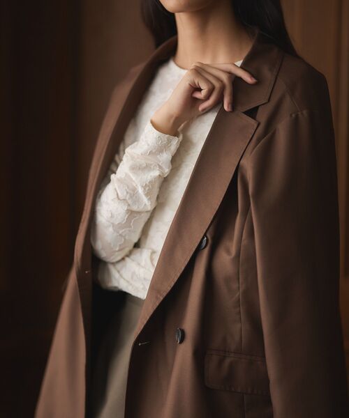 CRAFT STANDARD BOUTIQUE（クラフトスタンダードブティック）の「ダブルオーバーサイズジャケット（テーラードジャケット・レディース・ブラウン/チャコールグレー・FREE）」の7枚目の写真