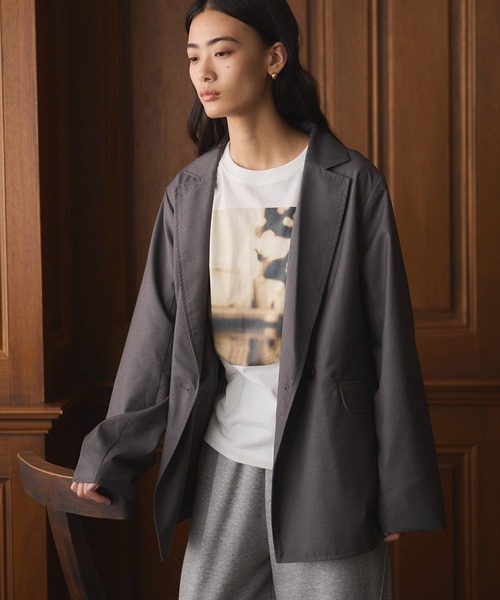 CRAFT STANDARD BOUTIQUE（クラフトスタンダードブティック）の「ダブルオーバーサイズジャケット（テーラードジャケット・レディース・ブラウン/チャコールグレー・FREE）」の2枚目の写真