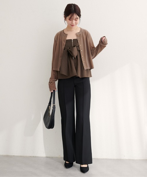 natural couture（ナチュラルクチュール）の「〈osono〉ハイウエスト美フレアパンツ（その他パンツ・レディース・ブラック/ブラウン/チャコールグレー・LARGE/MEDIUM/SMALL）」の2枚目の写真