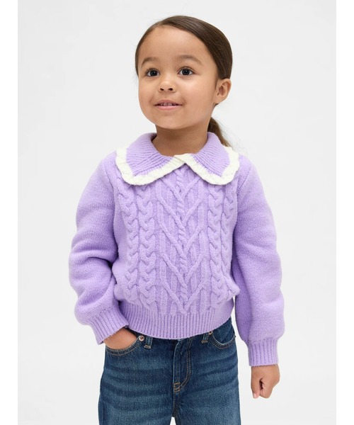 GAP(ギャップ)の「CashSoft カシミヤタッチ 襟付きセーター (幼児・ベビー)(ニット/セーター・キッズ・アイボリー/ライトグレー/ピンク/パープル・70cm/80cm/90cm/95cm/100cm/105cm/110cm)」の1枚目の写真