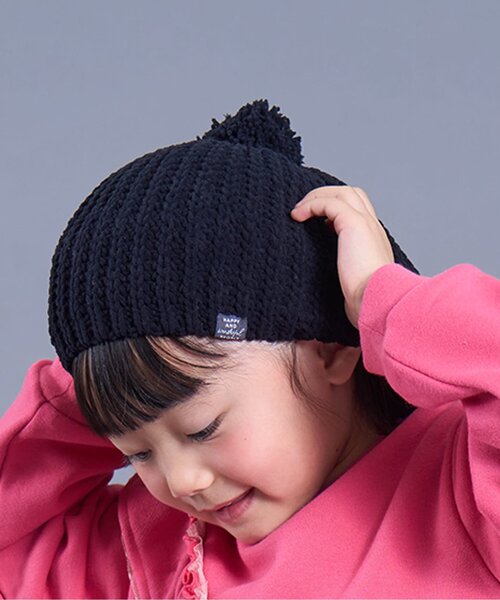 Ampersand(アンパサンド)の「梵天付きモールニットベレー帽(ハンチング/ベレー帽・キッズ・キャメル/ブラック/アイボリー・44/46/50/54/58)」の3枚目の写真