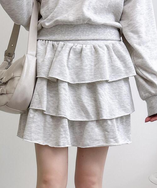 INGNI（イング）の「スウェットフリルスカパン(セットアップ対応)（スカート・レディース・グレー/ブラック/オートミール・FREE）」の4枚目の写真