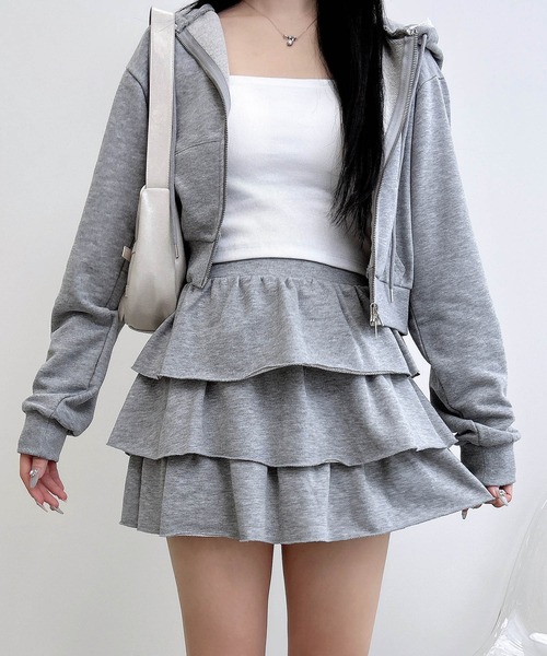 INGNI（イング）の「スウェットフリルスカパン(セットアップ対応)（スカート・レディース・グレー/ブラック/オートミール・FREE）」の3枚目の写真