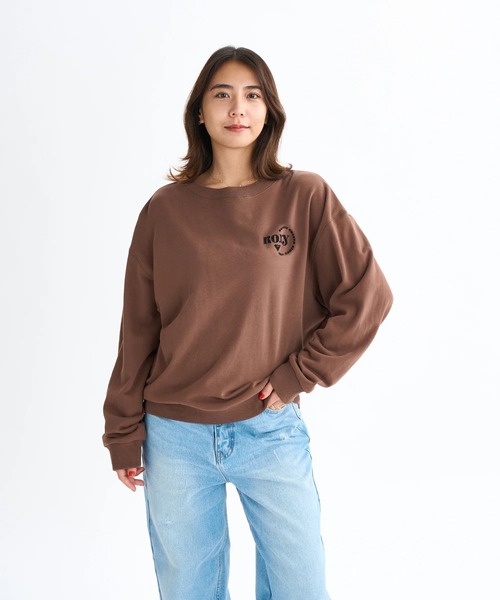 ROXY（ロキシー）の「JIVY PULL OVER /ロキシーロゴワンポイントドロップショルダープルオーバースウェットトレーナー（スウェット・レディース・ナチュラル/ブラウン/ブラック・SMALL/MEDIUM/LARGE）」の11枚目の写真