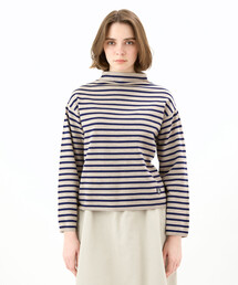 モックネック」に該当するニット/セーター（ボーダー柄）ファッション