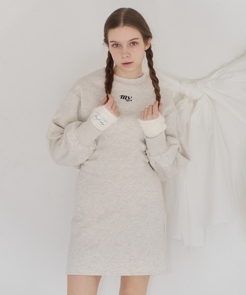 mieya mieya(ミーヤミーヤ)の「【mieya mieya】"my" frill sweat OP /マイフリルスウェットワンピース"(ワンピース・レディース・ホワイト/ブラック・SMALL/MEDIUM)」の1枚目の写真