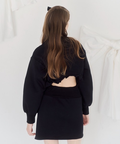 mieya mieya(ミーヤミーヤ)の「【mieya mieya】"my" frill sweat OP /マイフリルスウェットワンピース"(ワンピース・レディース・ホワイト/ブラック・SMALL/MEDIUM)」の12枚目の写真