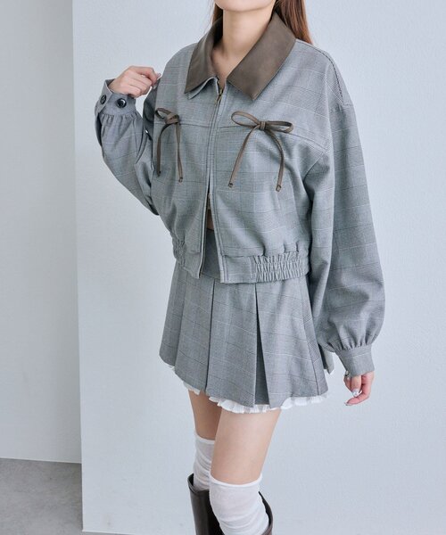 セール】配色衿ブルゾン（ブルゾン）｜OLIVE des OLIVE（オリーブデ