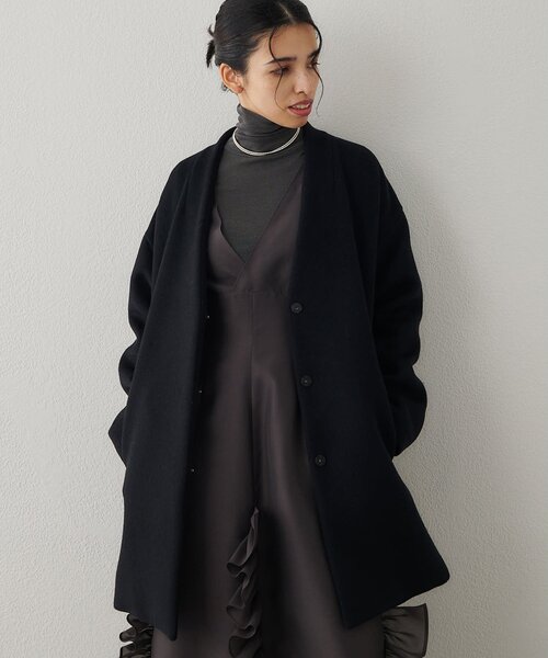 ウィムガゼット　ダブルビーバーミドルコート ダブルビーバーミドルコート（ノーカラーコート）｜Whim Gazette