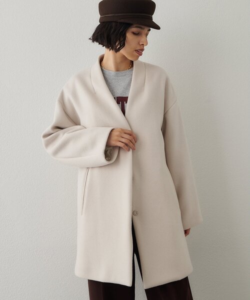 ダブルビーバーミドルコート（ノーカラーコート）｜Whim Gazette