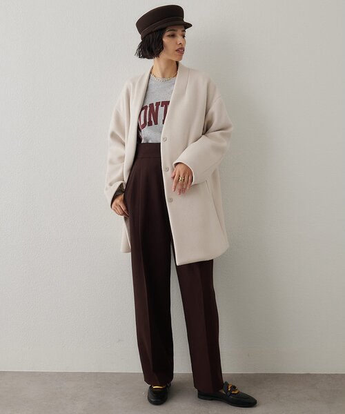 ダブルビーバーミドルコート（ノーカラーコート）｜Whim Gazette