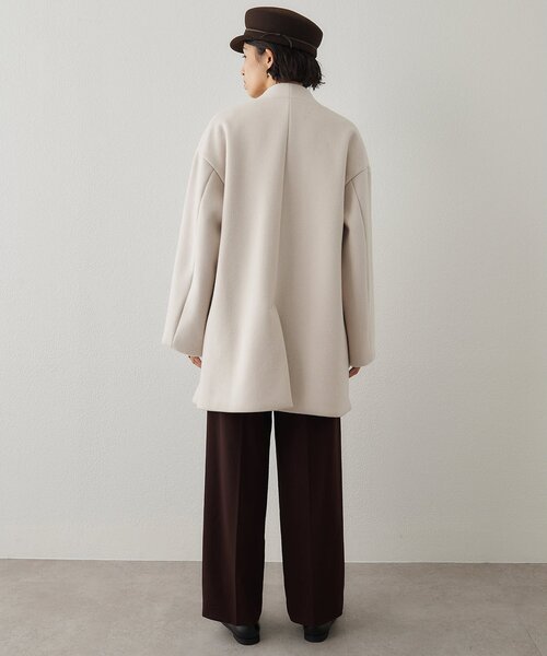 Whim Gazette ウィムガゼット ビーバーノーカラーコート Whim Gazette（ウィムガゼット）の「ビーバーリバーコート（ノーカラー