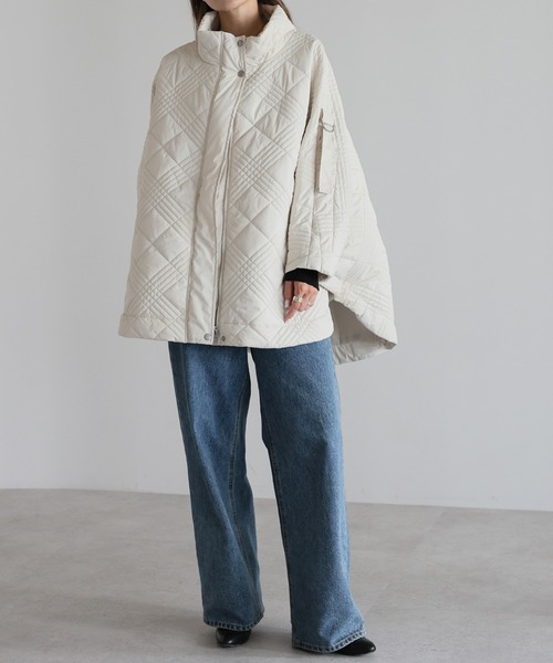 Bonjour Sagan（ボンジュールサガン）の「キルティングポンチョコート（ポンチョ・レディース・ブラック/カーキ/キナリ・FREE）」の9枚目の写真