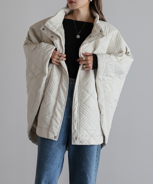 Bonjour Sagan（ボンジュールサガン）の「キルティングポンチョコート（ポンチョ・レディース・ブラック/カーキ/キナリ・FREE）」の13枚目の写真