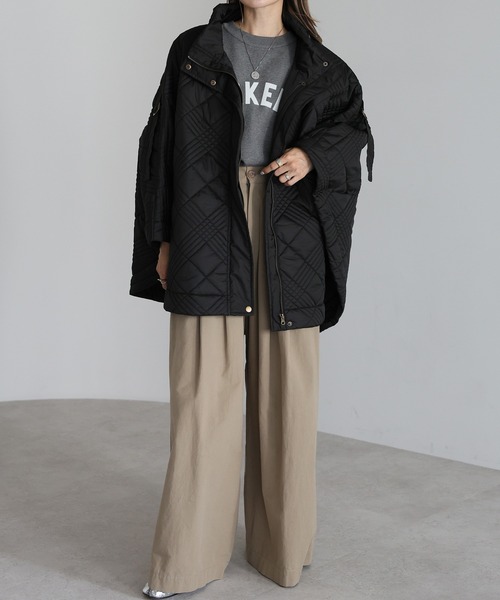 Bonjour Sagan（ボンジュールサガン）の「キルティングポンチョコート（ポンチョ・レディース・ブラック/カーキ/キナリ・FREE）」の20枚目の写真