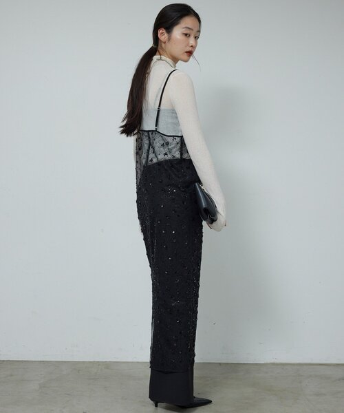 GALLARDAGALANTE（ガリャルダガランテ）の「【CHIHAYAコラボ】シアーリブタートル（ニット/セーター・レディース・ブラック/ホワイト・FREE）」の4枚目の写真