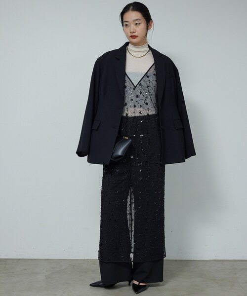 GALLARDAGALANTE（ガリャルダガランテ）の「【CHIHAYAコラボ】シアーリブタートル（ニット/セーター・レディース・ブラック/ホワイト・FREE）」の6枚目の写真