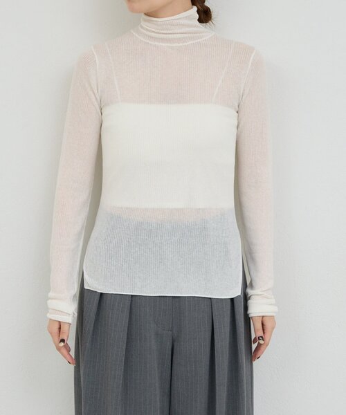 GALLARDAGALANTE（ガリャルダガランテ）の「【CHIHAYAコラボ】シアーリブタートル（ニット/セーター・レディース・ブラック/ホワイト・FREE）」の12枚目の写真