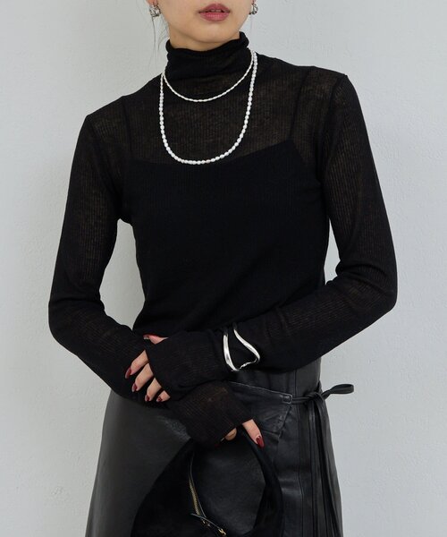 GALLARDAGALANTE（ガリャルダガランテ）の「【CHIHAYAコラボ】シアーリブタートル（ニット/セーター・レディース・ブラック/ホワイト・FREE）」の20枚目の写真