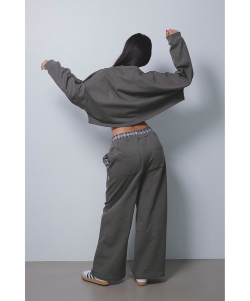 ALEXIA STAM（アリシアスタン）の「Wellness Layered Plaid Sweat Pants /ウェルネス レイヤードパンツ（スウェットパンツ・レディース・ブラック/チャコールグレー・M/S）」の10枚目の写真