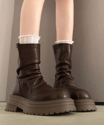 Nia | Nia(ニア)/厚底　バッグジップアップ　シンプルショートブーツ(ブーツ)