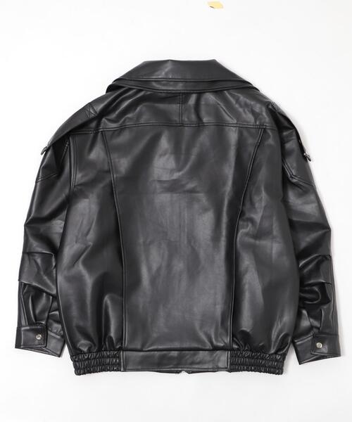 DISPARK/【25年秋冬新作】オーバーサイズPUジャケット（ライダース