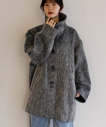 shetila（シェティラ）の「【2way】スタンドカラー/ステンカラーミックスシャギー コート（ステンカラーコート）」