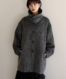 shetila（シェティラ）の「【2way】スタンドカラー/ステンカラーミックスシャギー コート（ステンカラーコート）」