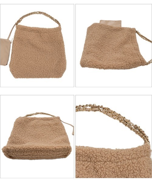 KOBE LETTUCE（コウベレタス）の「ボアチェーンバッグ（ハンドバッグ・レディース・ブラック/キャメル/ベージュ・F）」の8枚目の写真