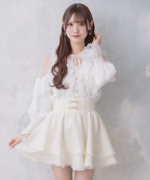 couture BY ROJITA（クチュールバイロジータ）の「クロスネックフリルブラウス（シャツ/ブラウス・レディース・ボルドー/ホワイト系その他/ブラック/ホワイト・FREE）」の15枚目の写真