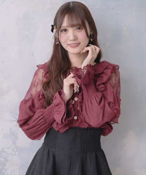 couture BY ROJITA（クチュールバイロジータ）の「クロスネックフリルブラウス（シャツ/ブラウス・レディース・ボルドー/ホワイト系その他/ブラック/ホワイト・FREE）」の20枚目の写真