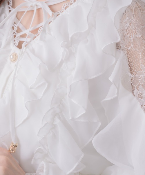 couture BY ROJITA（クチュールバイロジータ）の「クロスネックフリルブラウス（シャツ/ブラウス・レディース・ボルドー/ホワイト系その他/ブラック/ホワイト・FREE）」の19枚目の写真