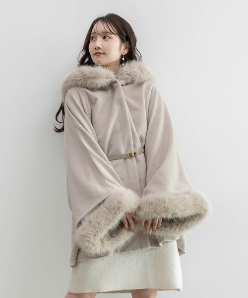 2WAY ファー付きミドルケープコート（ポンチョ）｜RANDA（ランダ）の
