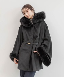RANDA（ランダ）の「2WAY ファー付きミドルケープコート（ポンチョ）」