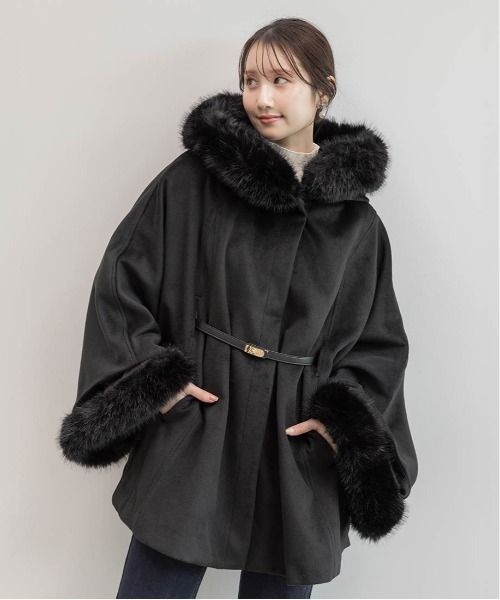2WAY ファー付きミドルケープコート（ポンチョ）｜RANDA（ランダ）の