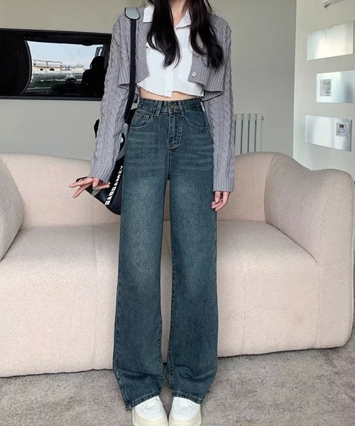 NANEA（ナネア）の「サイドフリンジスリットデニムパンツ（デニムパンツ・レディース・ブルー・LARGE/MEDIUM/SMALL）」の8枚目の写真