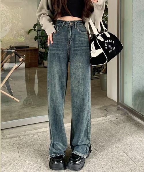 NANEA（ナネア）の「サイドフリンジスリットデニムパンツ（デニムパンツ・レディース・ブルー・LARGE/MEDIUM/SMALL）」の10枚目の写真