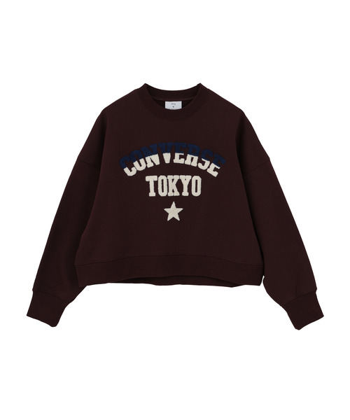 CONVERSE TOKYO（コンバーストウキョウ）の「SAGARA PATCH LOGO SHORT SWEAT（スウェット・レディース・杢グレー/ブラック/ボルドー・FREE）」の3枚目の写真